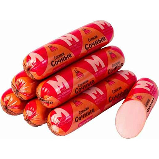 Сосиски Сочные в/с газ/уп. из мяса птицы ММК Беларусь