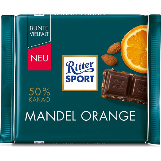 Шоколад Ritter Sport Миндаль и апельсин 100г темный Германия Риттер Спорт