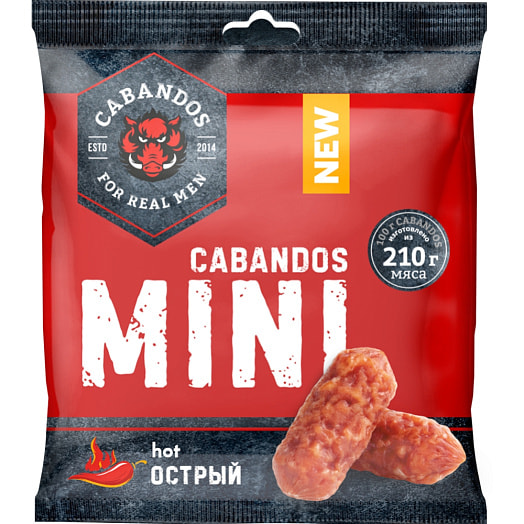 Колбаски Кабандос мини Острые с/к в/с 60г Белмит Филиал СА Беларусь Cabandos