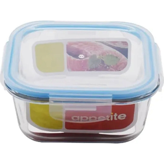 Контейнер стеклянный квадр 520мл синий (Appetite) арт.SL520SB Китай