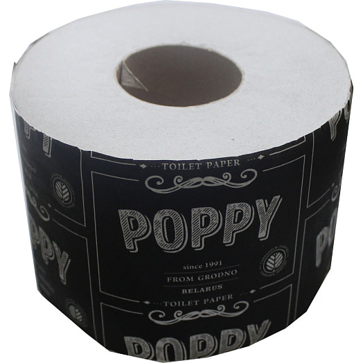 Туалетная бумага Poppy max 650*110*80 M,тисненая,однослойная, с гильзой,80мм Беларусь
