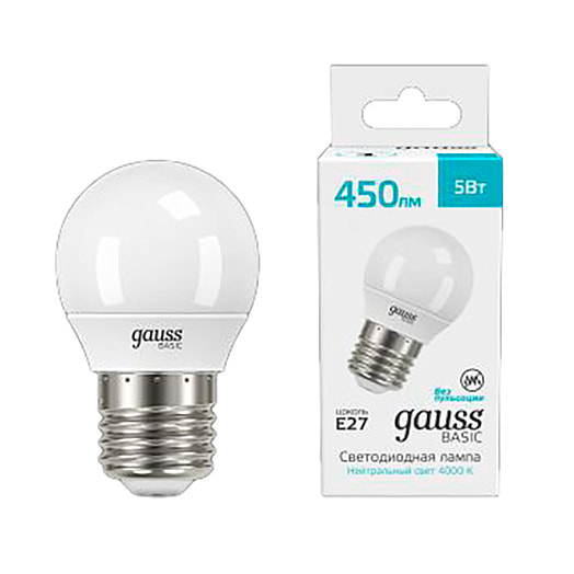 Лампа LED-M G45 5W 450lm 4000K арт.Nd-00022854 Брестский ЭЗ Беларусь Gauss