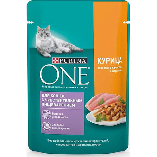 Корм ONE PURINA 75г пауч для кошек с чувств.пищеварением ООО Нестле Россия Россия Purina