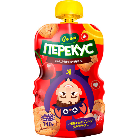 Пюре Сочный Перекус Яблоко, банан, вишня, печенье 140г СООО Оазис Груп Беларусь Сочный