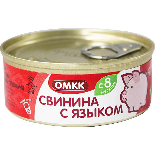 Консервы мясные Свинина с языком 100г для детского питания Беларусь