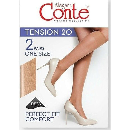 Получулки (гольфы) женские Conte Elegant Tension 20 (2 пары) 1 сорт р.23-25. bronz арт.8С-3 СП Беларусь