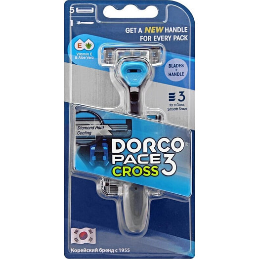 Станок для бритья DORCO PACE 3 CROSS TRC1005  1 станок + 5 сменные кассеты 3лезвия DORCO Co., Ltd. Вьетнам Dorco