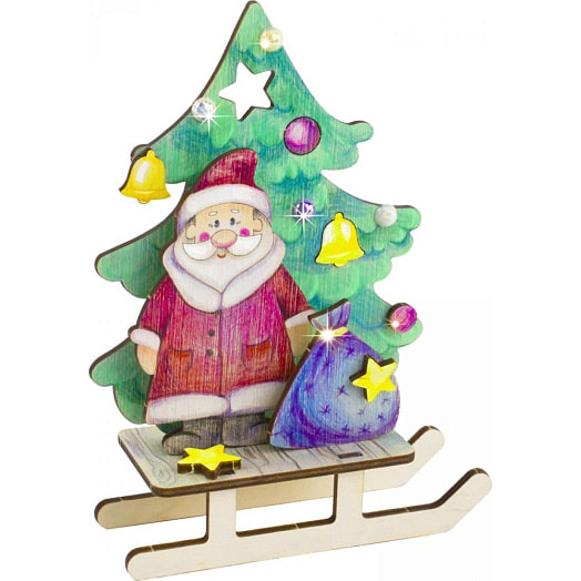 3D открытка-пазл. Дед Мороз с подарком арт.2871 ООО Телефорс Беларусь Woody