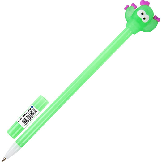 Ручка шариковая синяя Юнландия с топпером (корпус ассорти, 0,7мм) арт.143781 Китай