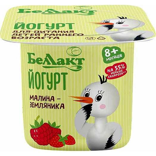 Йогурт для дет/пит Беллакт сладкий 3% 100мл п/стак Малина-Земляника Волковысское ОАО Беллакт Беларусь Беллакт
