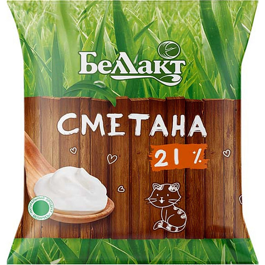 Сметана 21% 400г пленка ОАО Беллакт Волковыс Беларусь Беллакт