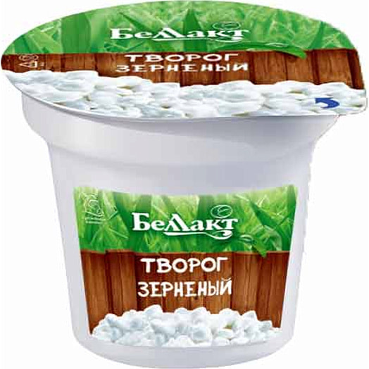 Творог 5% 380г пл/стак. зерненый ОАО Беллакт Волковыск Беларусь Беллакт