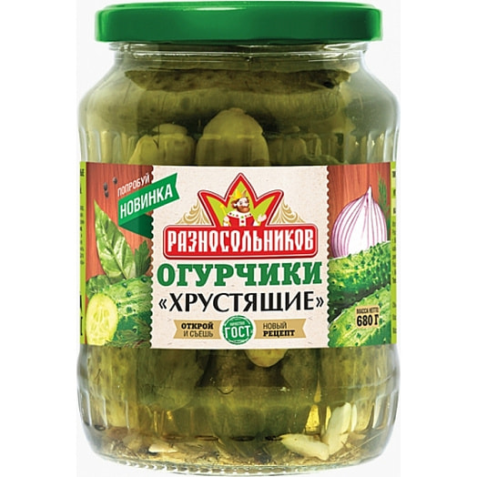 Огурчики маринованные хрустящие 680г ст/б ООО Царицынские соленья Россия Разносольников