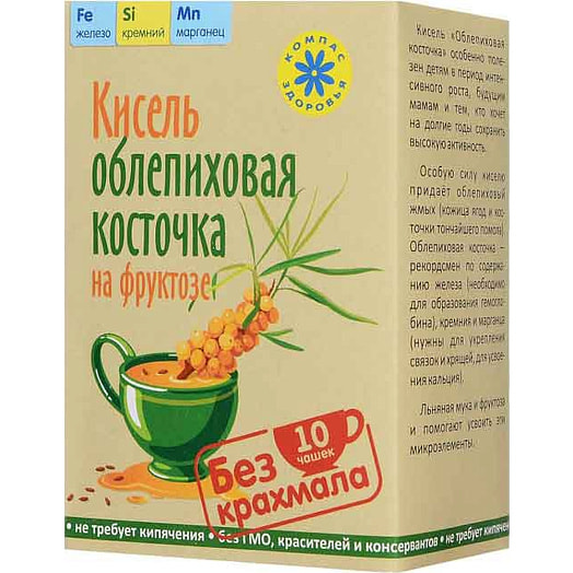 Кисель Компас Здоровья Облепиховая косточка 150г пл. овсяно-льняной на фруктозе НПО "Компас Здоовья" Россия