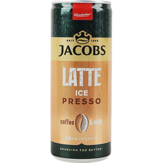 Молочный кофейный напиток Jacobs Ice Presso Latte с сахаром 250мл ж/б Нидерланды Jacobs