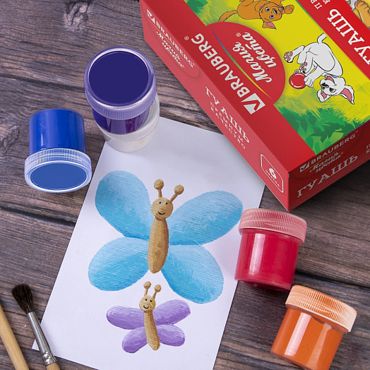 Гуашь BRAUBERG (6 цветов*20мл, без кисти) арт.190555 Россия