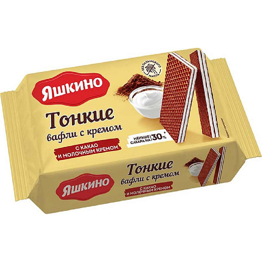 Вафли Тонкие 144г с какао и молочным кремом ООО КДВ Яшкино Россия Яшкино
