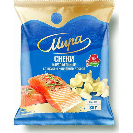Снеки картофельные Мира Копченый лосось 80г ОАО Машпищепрод Беларусь