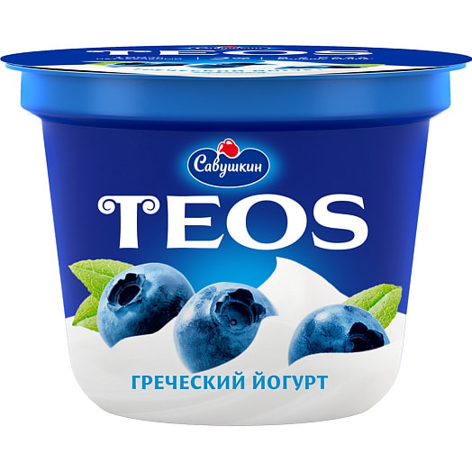 Йогурт Греческий TEOS 2% 250мл пл/стак. Черника Савушкин продукт Беларусь