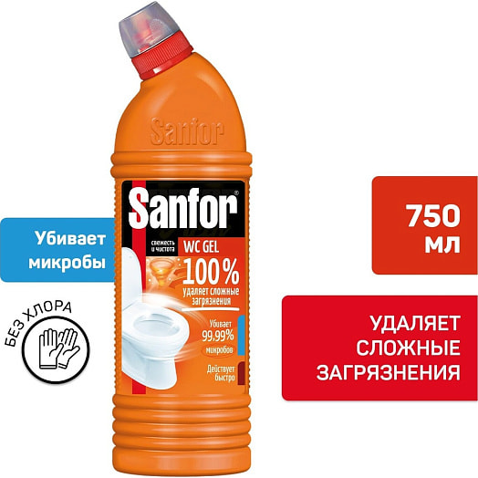 Средство санитарно-гигиеническое 750мл WC gel super power СХЗ (Ступино) Россия Sanfor