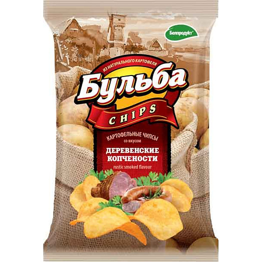 Чипсы картофельные Бульба chips 75г со вкусом деревенских копченостей ООО Белпродукт Беларусь