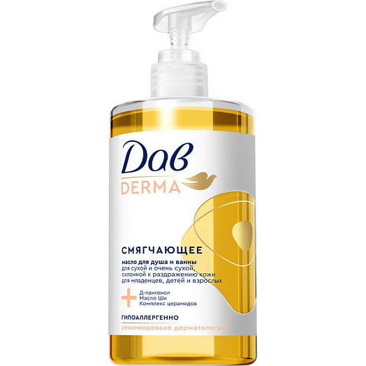 Масло для душа и ванны Derma 430мл смягчающее семейное Unilever Россия Dove
