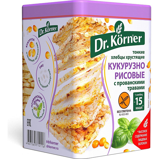 Хлебцы Хлебцы Dr.Korner 100г кукурузно-рисовые с прованскими травами Россия