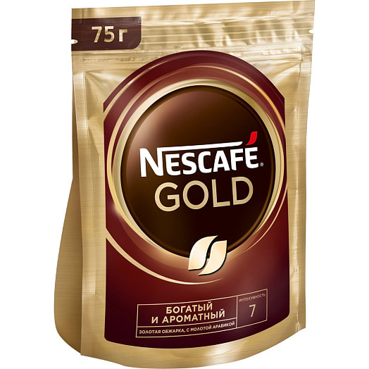 Кофе Nescafe Gold 75г пакет растворимый сублимированный ООО «Нестле Кубань» Россия
