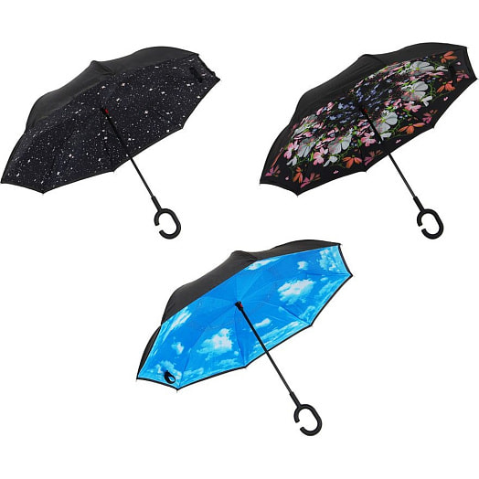 Зонт реверсивный (пластик, 58см) арт.302-351 Россия