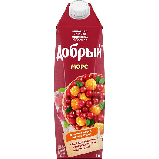 Морс Добрый Ягодный микс 1л тетра-пак УП Вланпак Беларусь The Coca-Cola Company