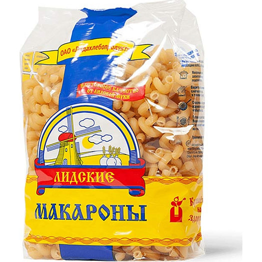 Макаронные изделия Лидские Рожки витые гр.В, сорт 1 900г Беларусь
