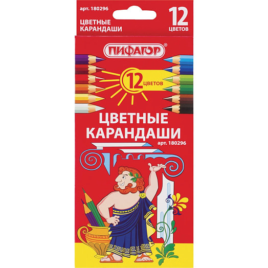 Цветные карандаши кор. 12 цветов арт.180296 Китай Пифагор
