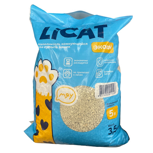 Наполнитель комкующийся для туалета кошек Эконом 5л 3.5кг Россия LiCat