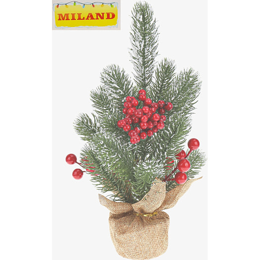 Декоративная ёлка в горшке Морозные ягоды 25см арт.НУ-1971 Китай