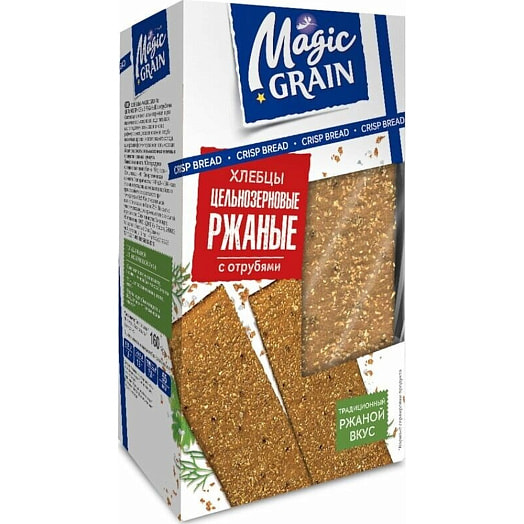 Хлебцы Magic Grain Цельнозерновые ржаные с отрубями 160г Россия