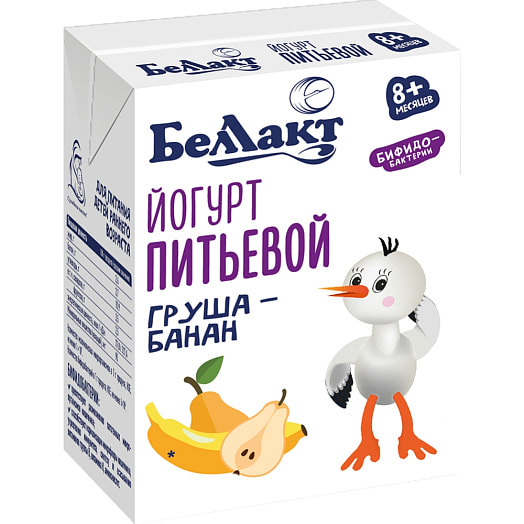 Йогурт питьевой 2.6% 210г ТБА Груша-банан для пит/детей ОАО Беллакт Волковыс Беларусь Беллакт