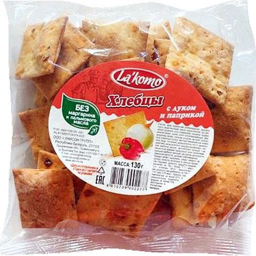 Хлебцы с луком и паприкой 130г ООО Унисон групп Беларусь Lakomo