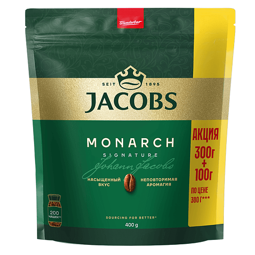 Кофе Jacobs Monarch 400г раствор/сублимир. Россия