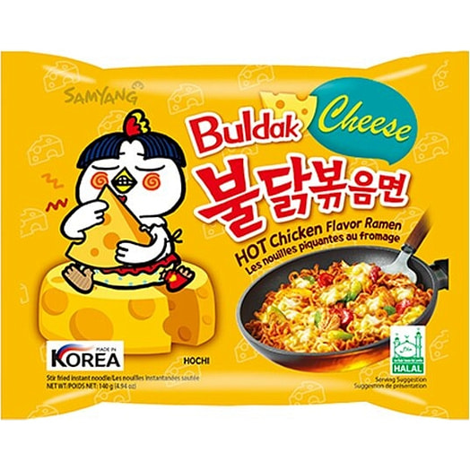 Лапша б/п со вкусом курицы и сыра острая Hot chicken flavor ramen cheese 140г Samyang Foods Co Ltd Корея