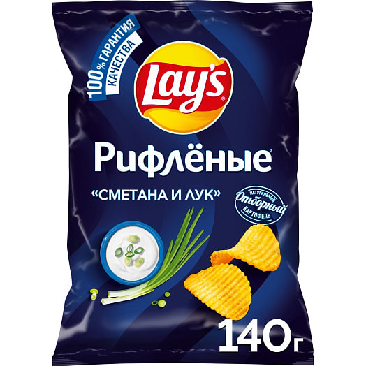 Чипсы Lays 140г картофельные со вкусом сметана лук ООО ПепсиКо Холдингс Россия Lays