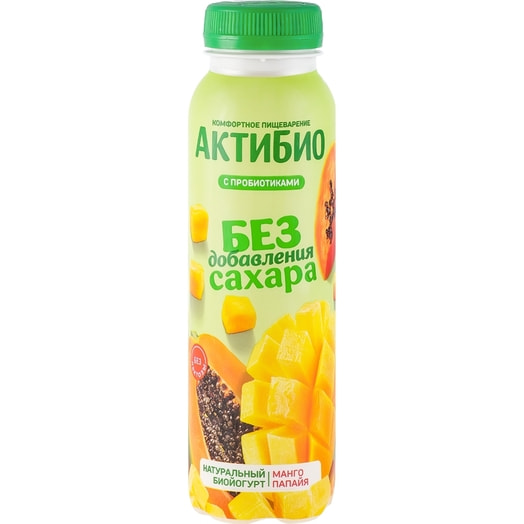Биойогурт Актибио Манго, папайя обог бифидобакт B.Lactis 1.5% 260г ПЭТ АО Эйч Энд Эн Россия