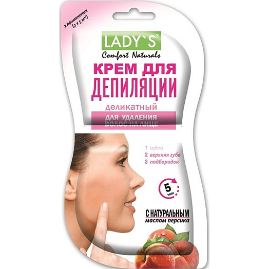 Крем для депиляции LADYS COMFORT NATURALS для удал волос на лице 2*5мл Россия