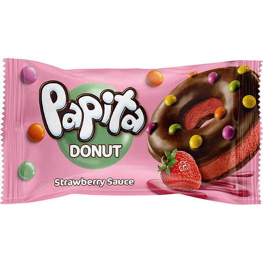 Кекс глаз Papita Donut Клубника, цветное драже 40г Турция