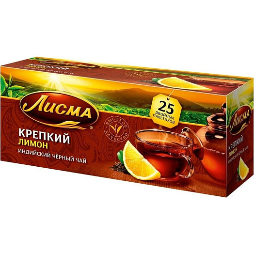 Чай Лисма крепкий лимон черный байховый 37.5г 25пак КОМПАНИЯ МАЙ Россия
