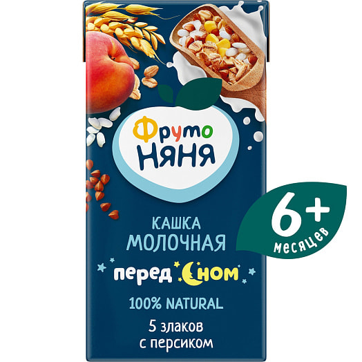 Каша Фруто Няня 200г молочная из пяти злаков с персиком Россия