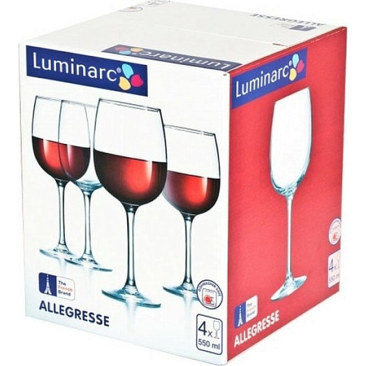 Набор бокалов для вина Allegresse стеклянных 4шт 550мл арт.L1403 Россия