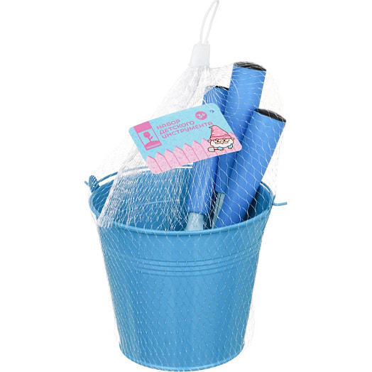 Набор детского инструмента INBLOOM (лопатка, вилка, грабли, ведерко) металл арт.010-007 Китай