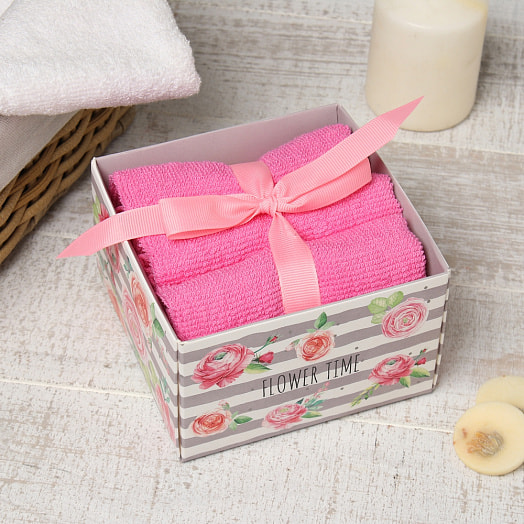 Набор махровых полотенец Flower time (30х30см, 3шт) арт.5516708 Россия