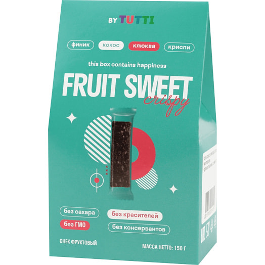 Снек фруктовый финик, кокос, клюква, возд рис 150г ООО ЭКО-СВИТ Беларусь Fruit Sweet