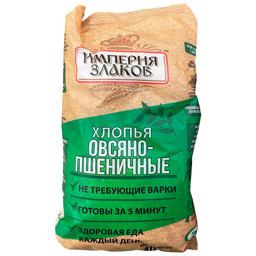 Хлопья овсяно-пшеничные 400г Сморгонь КХП Беларусь Империя злаков